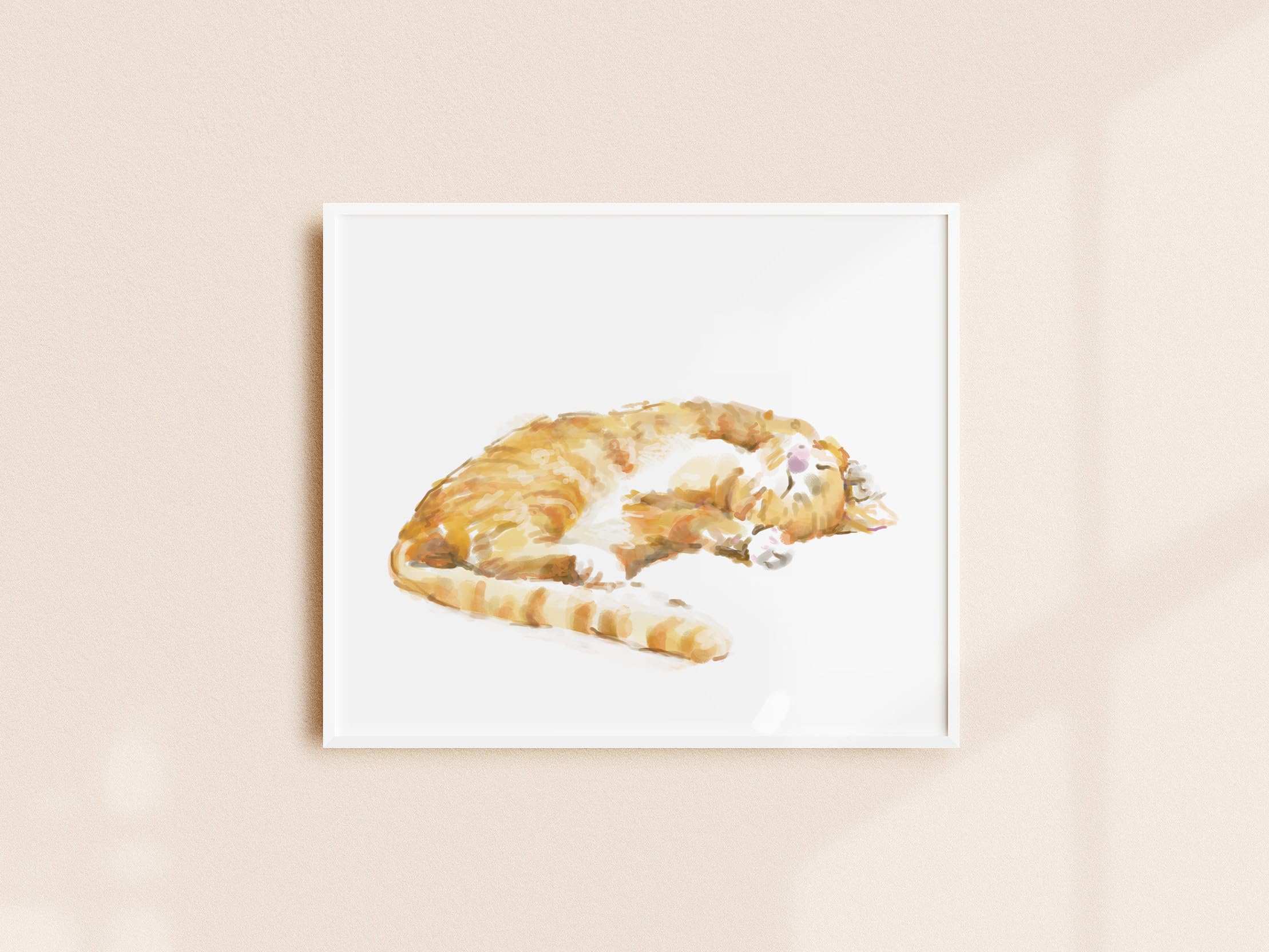 Triple Studio Orange Tabby Ginger Cat Art Print, Original